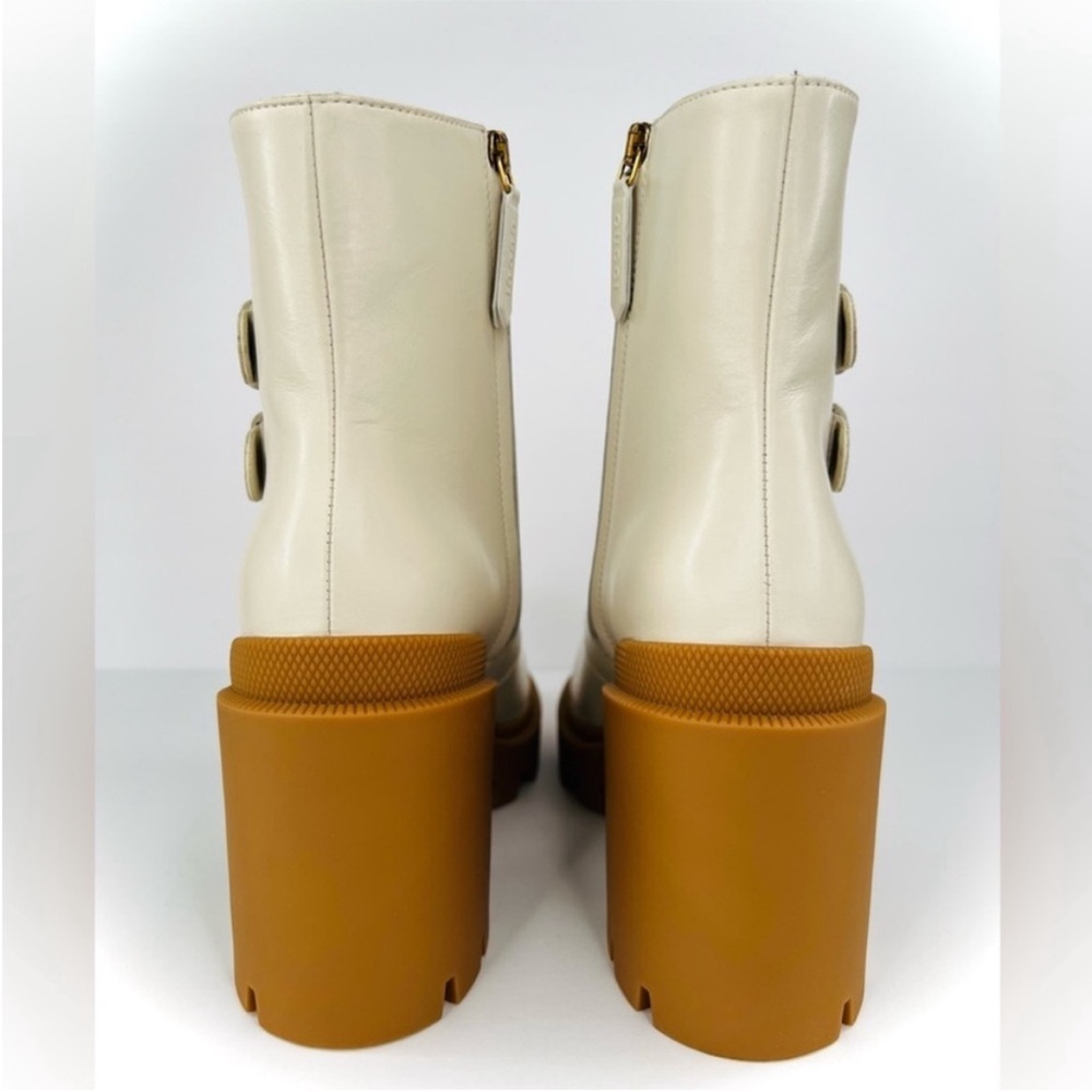 GUCCI Kensington GG Supreme Leather Crystal Buckle Platform Ankle Boots EU 41 - Picture 5 of 13